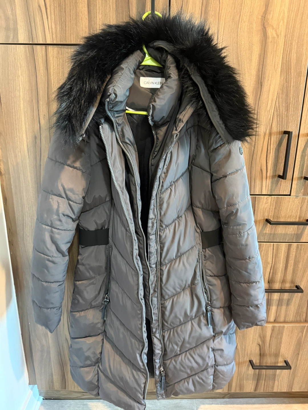 Calvin Klein Puffer Coat with Faux Fur Hood