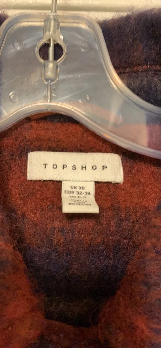 Topshop XS Plaid Oversized Shirt Jacket image indicator(3)