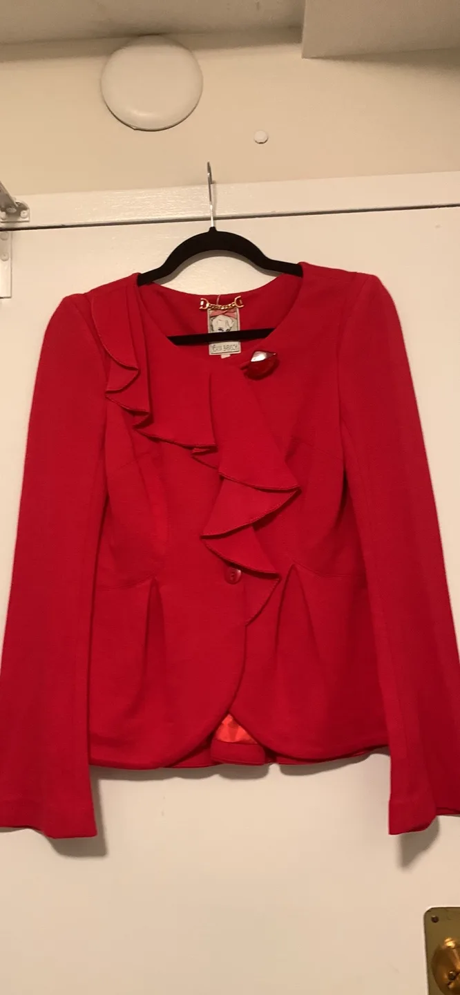 Yoana Baraschi Red Ruffle Blazer thumbnail