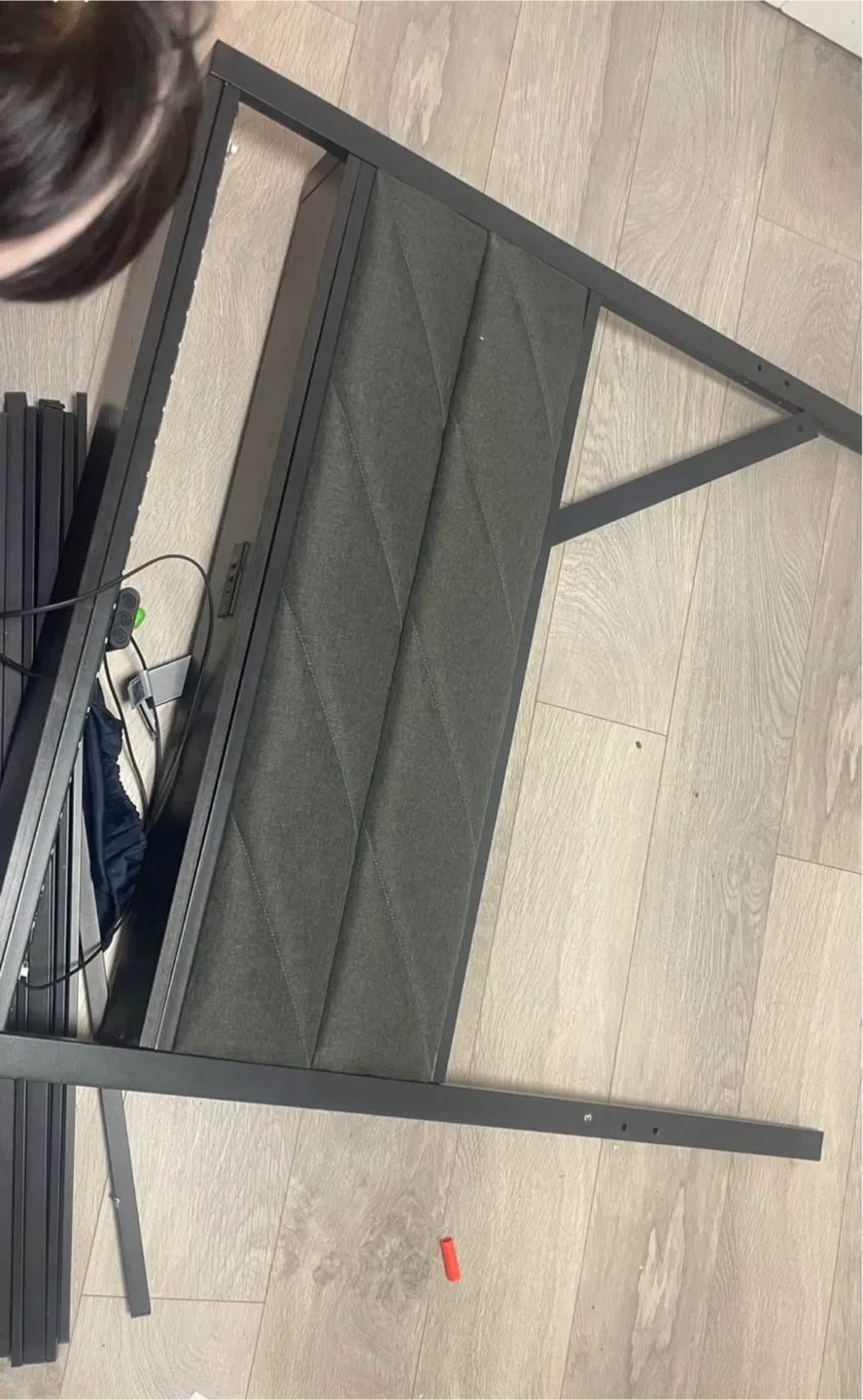 Upholstered twin size Bed Frame - Grey image indicator(2)