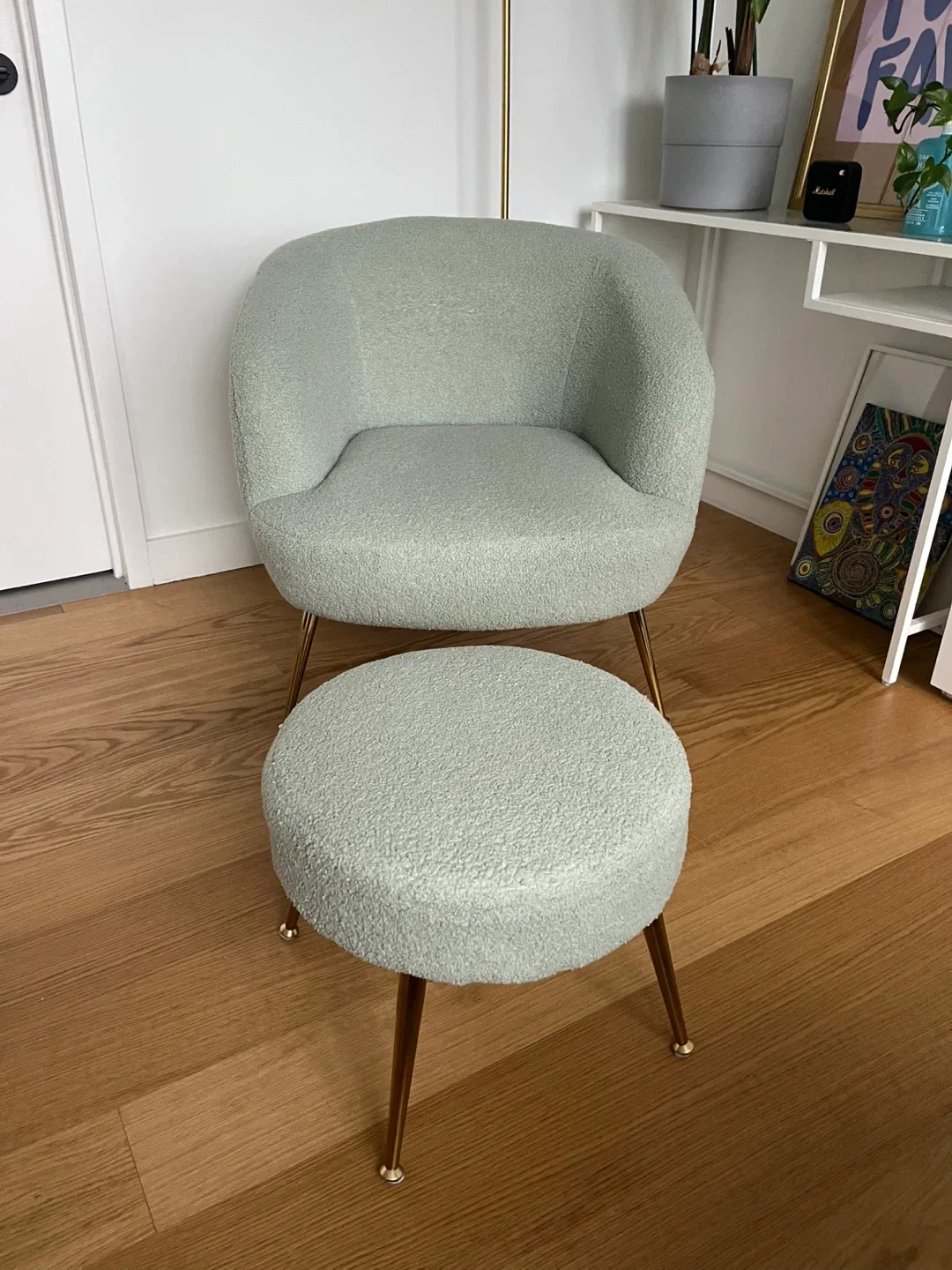 Mint Green Devion Armchair with Ottoman image indicator(2)
