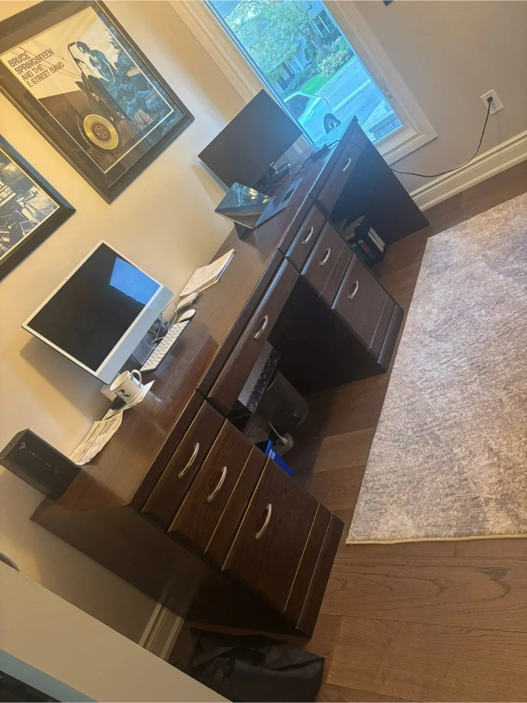 Dark Brown Desk and Bookshelf thumbnail