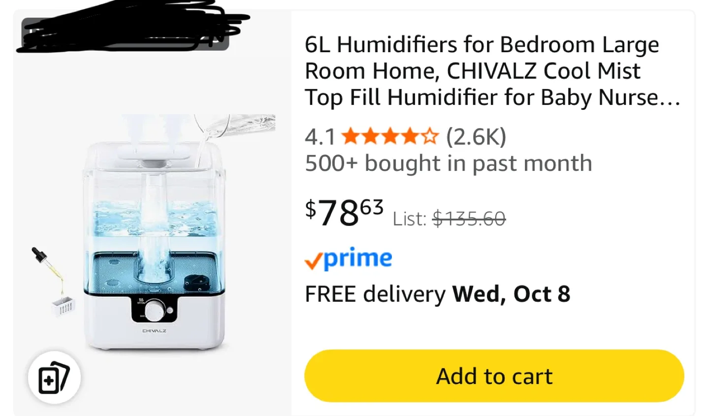CHIVALZ 6L Cool Mist Humidifier