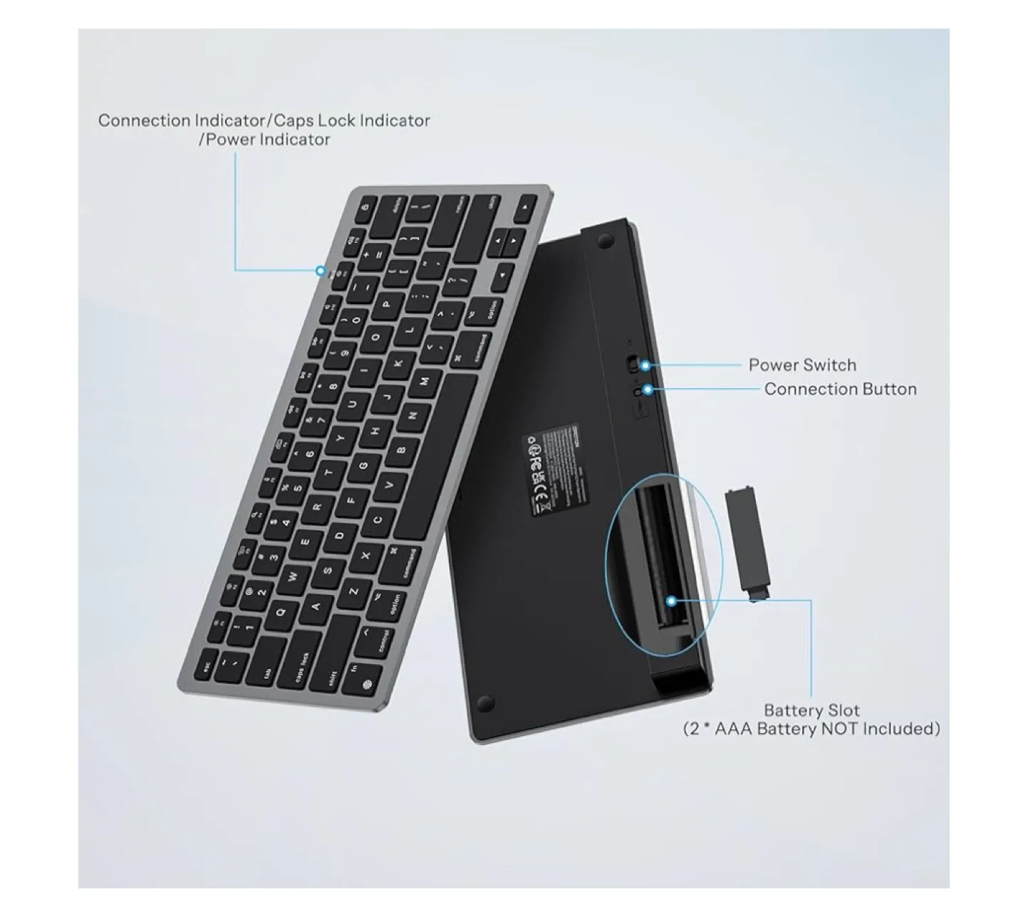 Wireless Bluetooth Keyboard for Mac image indicator(3)
