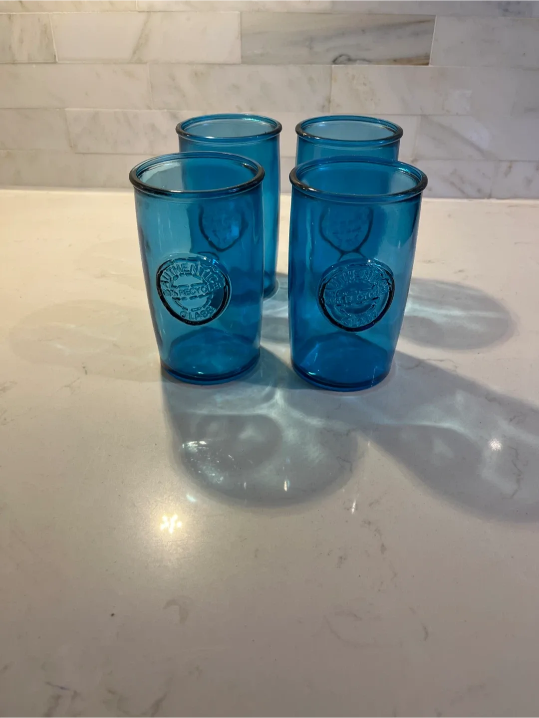 Set of 4 Blue Recycled Glass Tumblers thumbnail