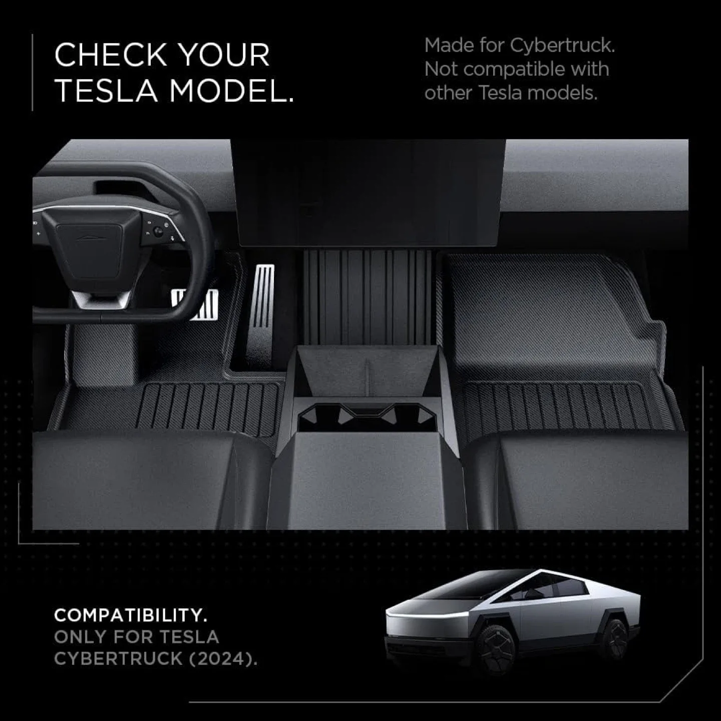 Spigen WeatherBloc Floor Mats Set Designed for Tesla Cybertruck image indicator(2)