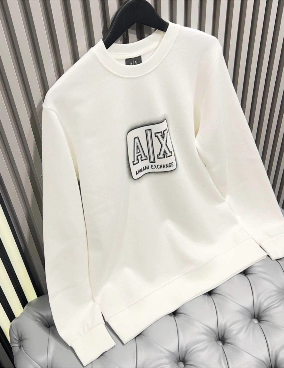Armani Exchange White Crewneck Sweatshirt