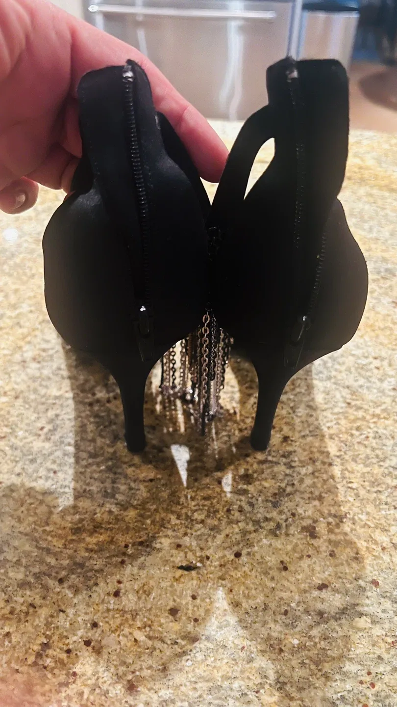 Nine West size 10 Black Heels with Chains image indicator(3)