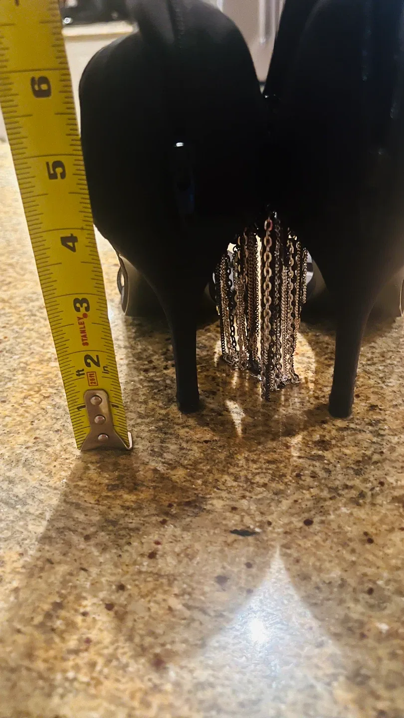 Nine West size 10 Black Heels with Chains image indicator(4)