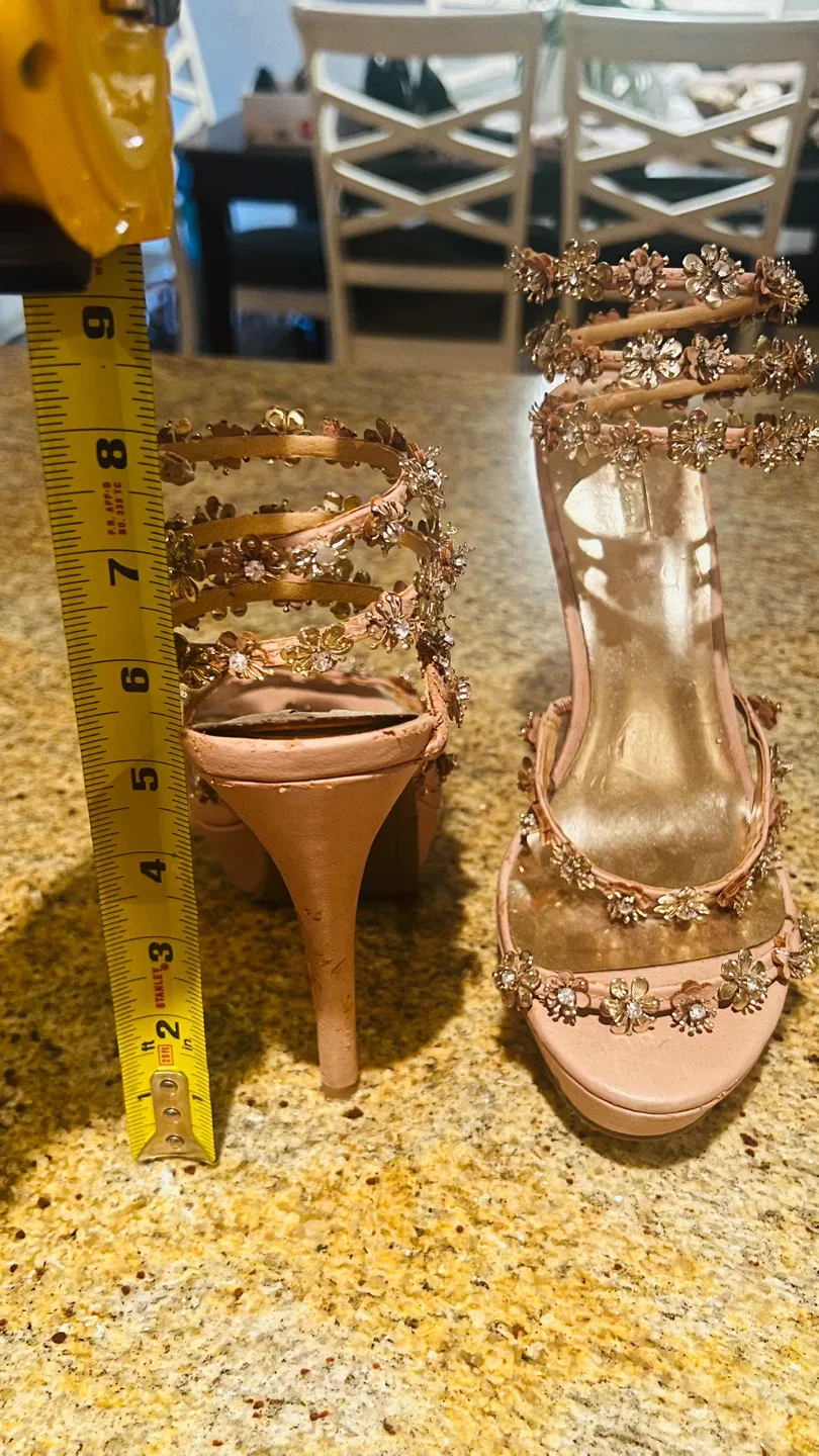 Ladies Pink Heels with wrap around strap image indicator(4)