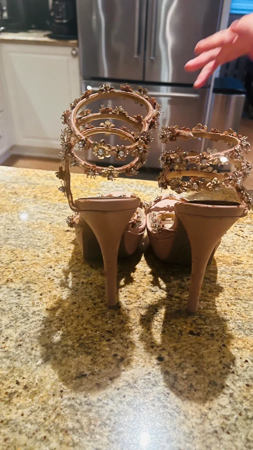 Ladies Pink Heels with wrap around strap image indicator(5)