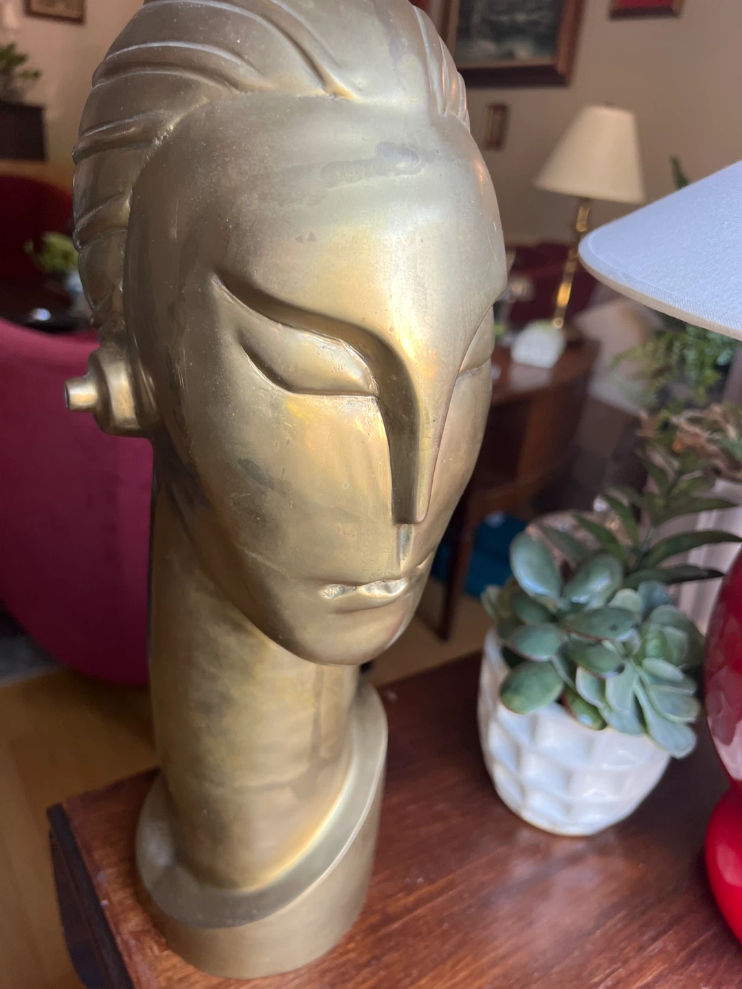 Vintage Art Deco Style Woman Head Sculpture