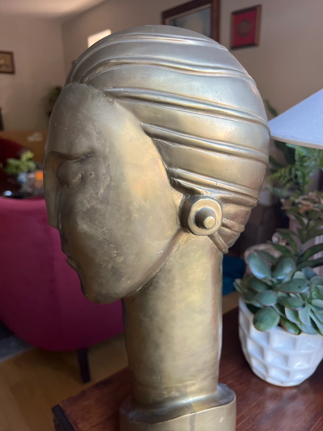 Vintage Art Deco Style Woman Head Sculpture - photo 2