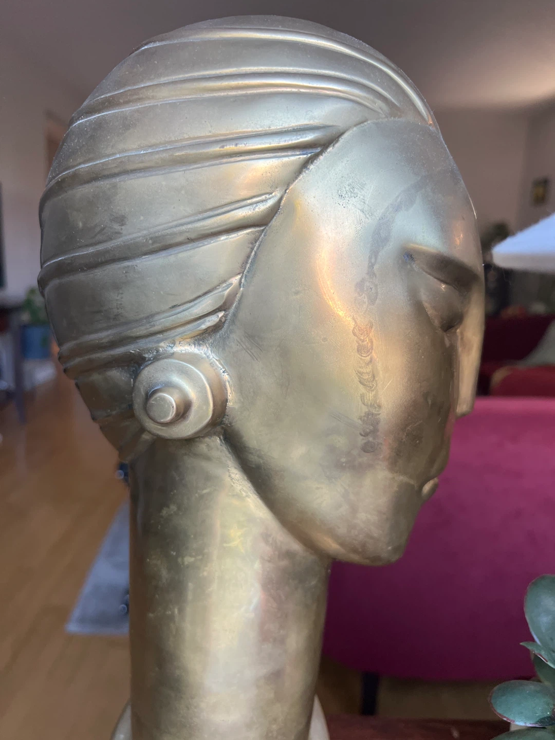 Vintage Art Deco Style Woman Head Sculpture - photo 3