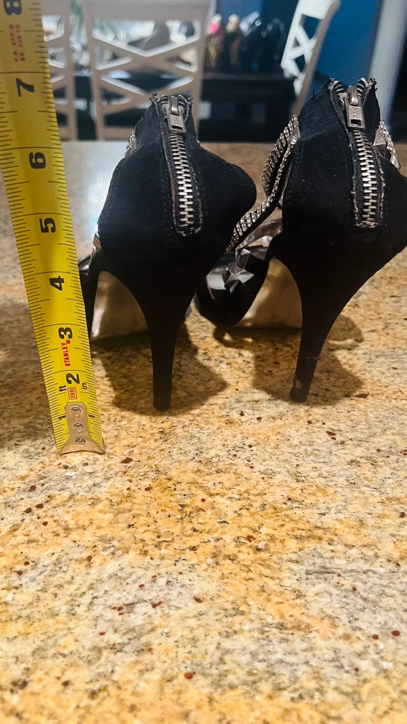 B2 Black studded strappy Heels, Size 10 image indicator(3)
