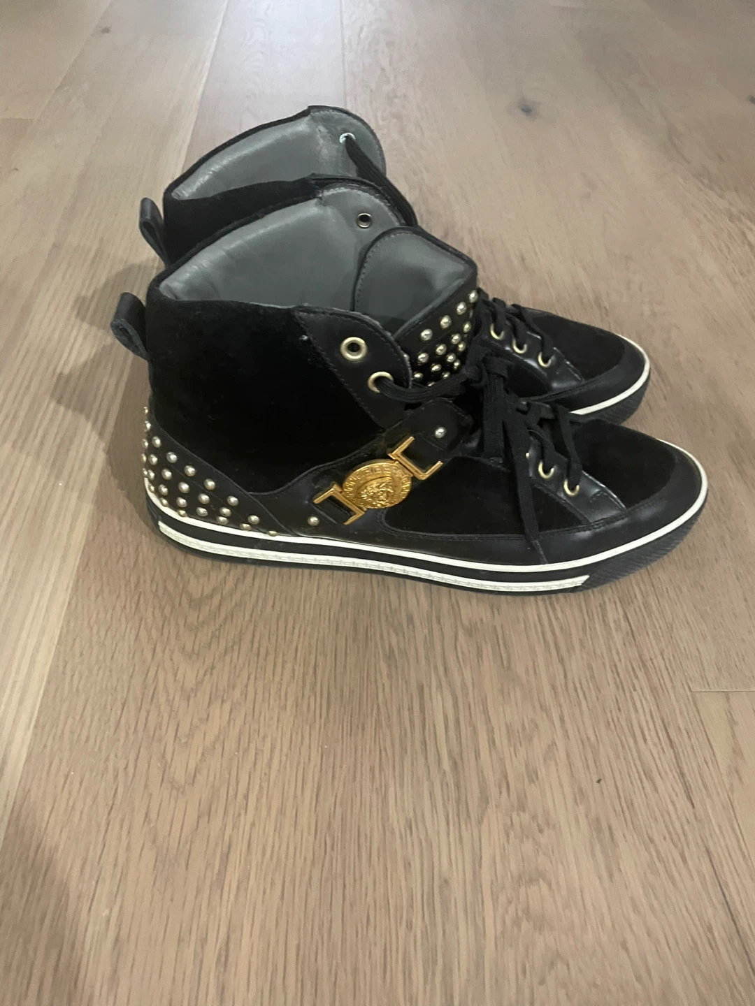 Versace Studded High-Top Sneakers - photo 3