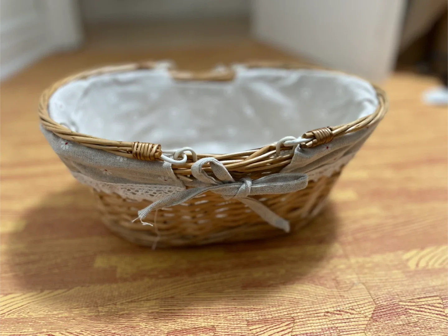 Wicker Basket with Fabric Liner