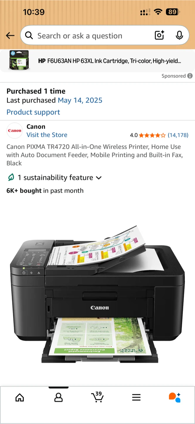 🖨️ Canon All-in-One Wireless Printer w/ inks and papers–Like New