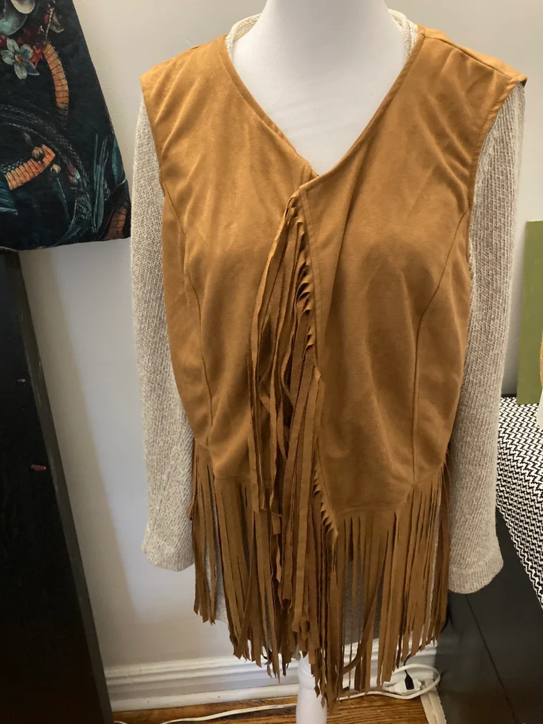 Fringe Vest - Brown Faux Suede image indicator(2)
