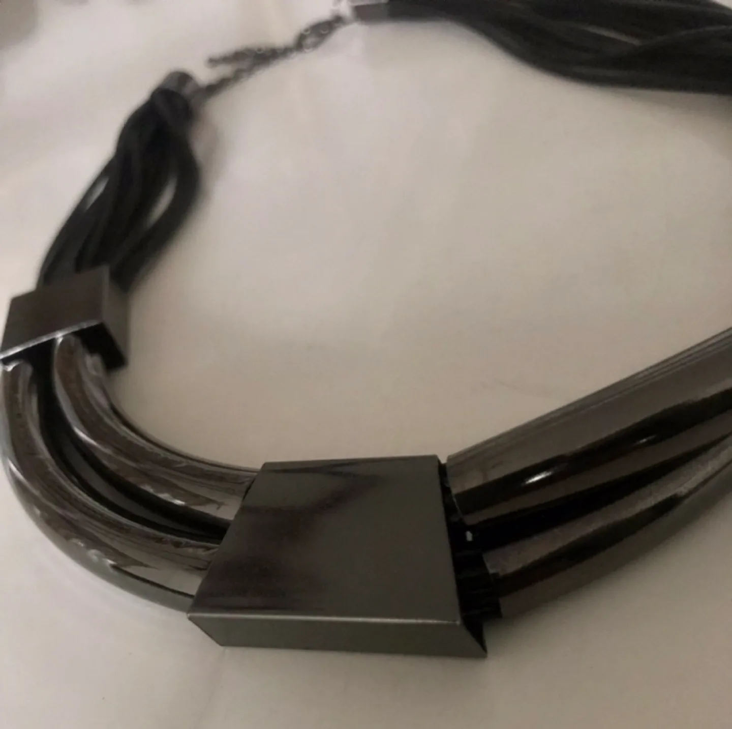 Necklace: Sleek, Geometric Metallic+Leather image indicator(2)