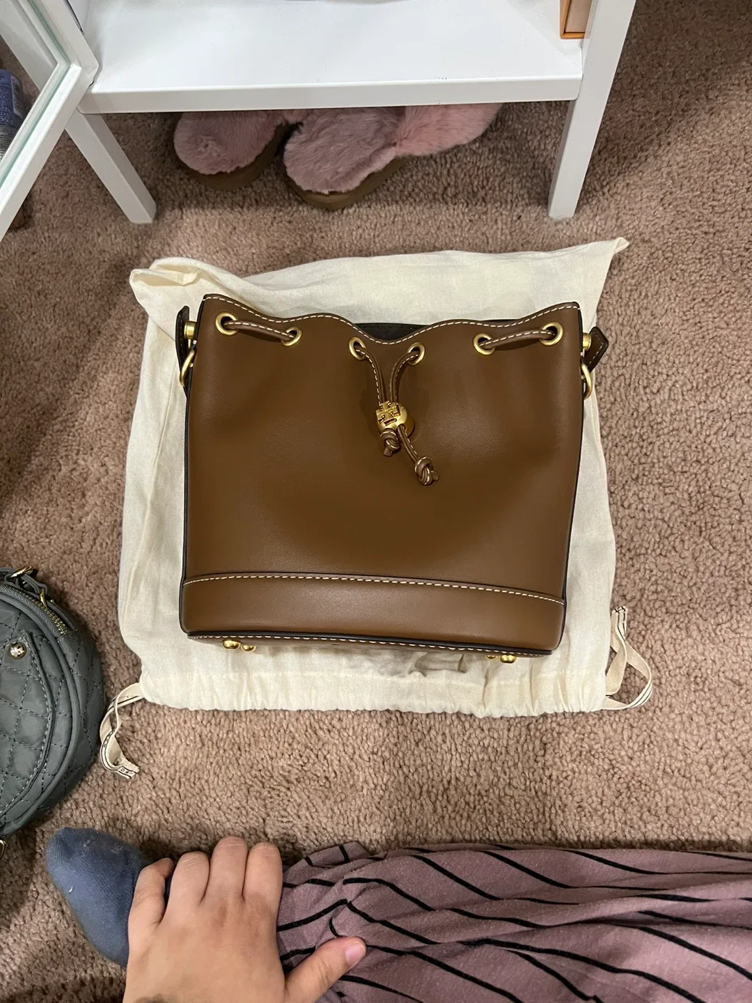 Tory Burch Leather Bucket Bag - Brown image indicator(2)