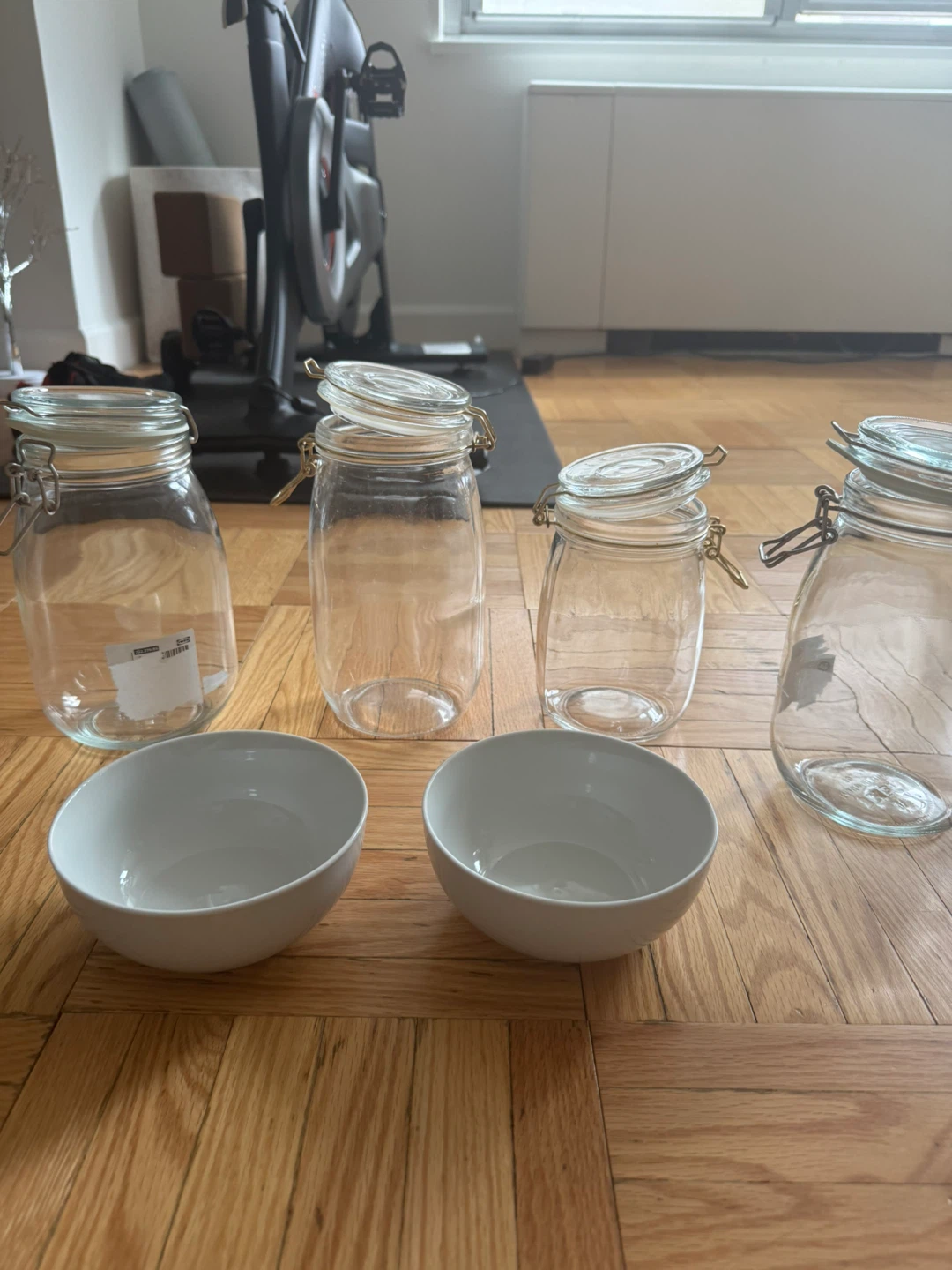 Glass Jars and White Bowls Set
