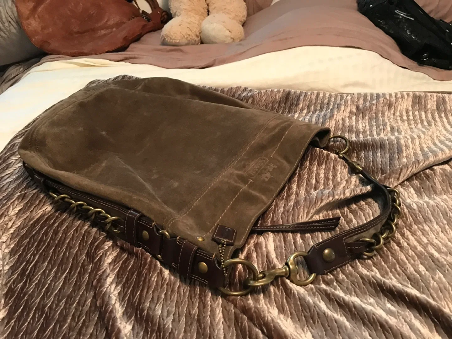 Coach Suede Leather Hobo Bag image indicator(2)