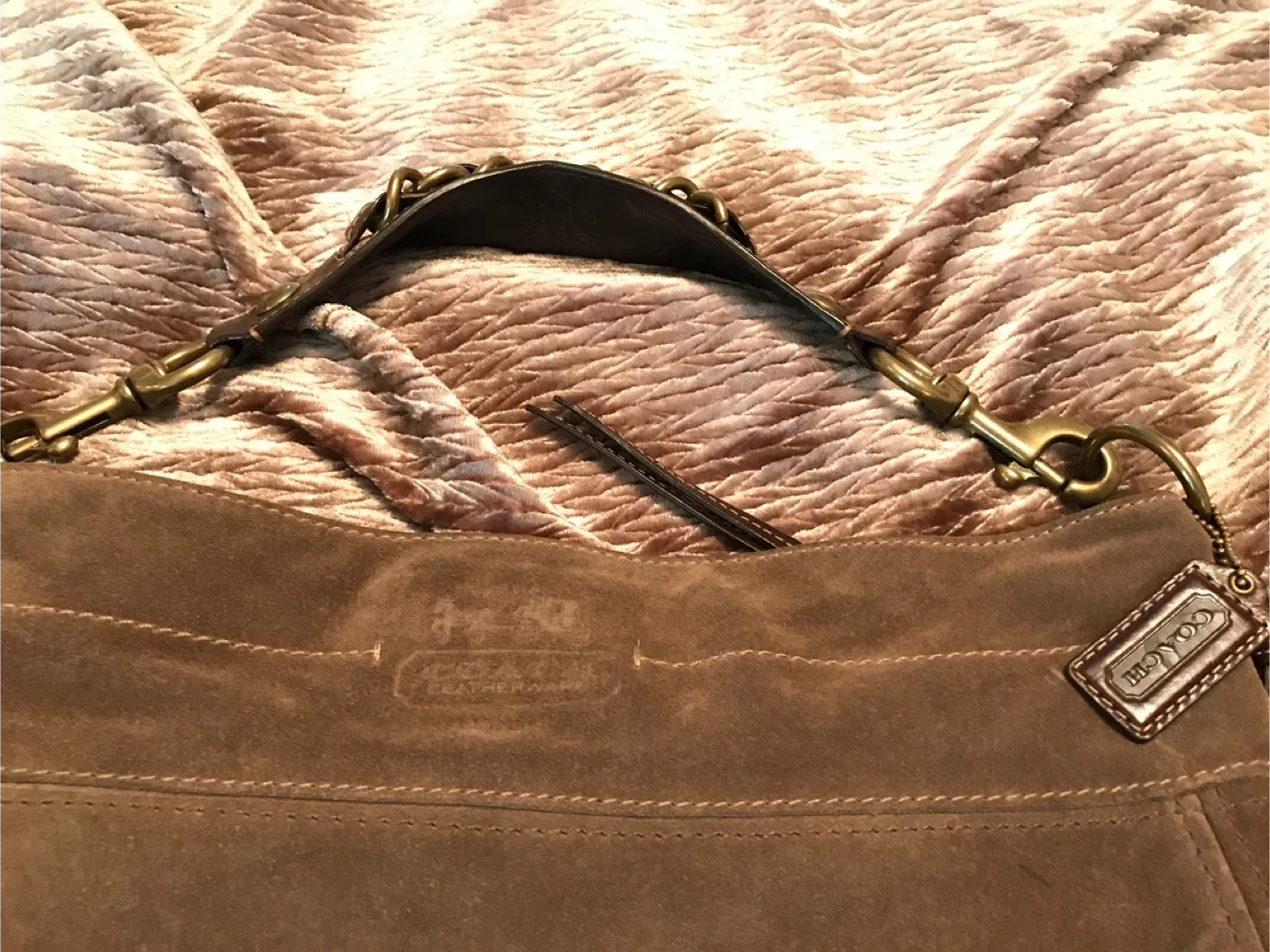 Coach Suede Leather Hobo Bag image indicator(4)