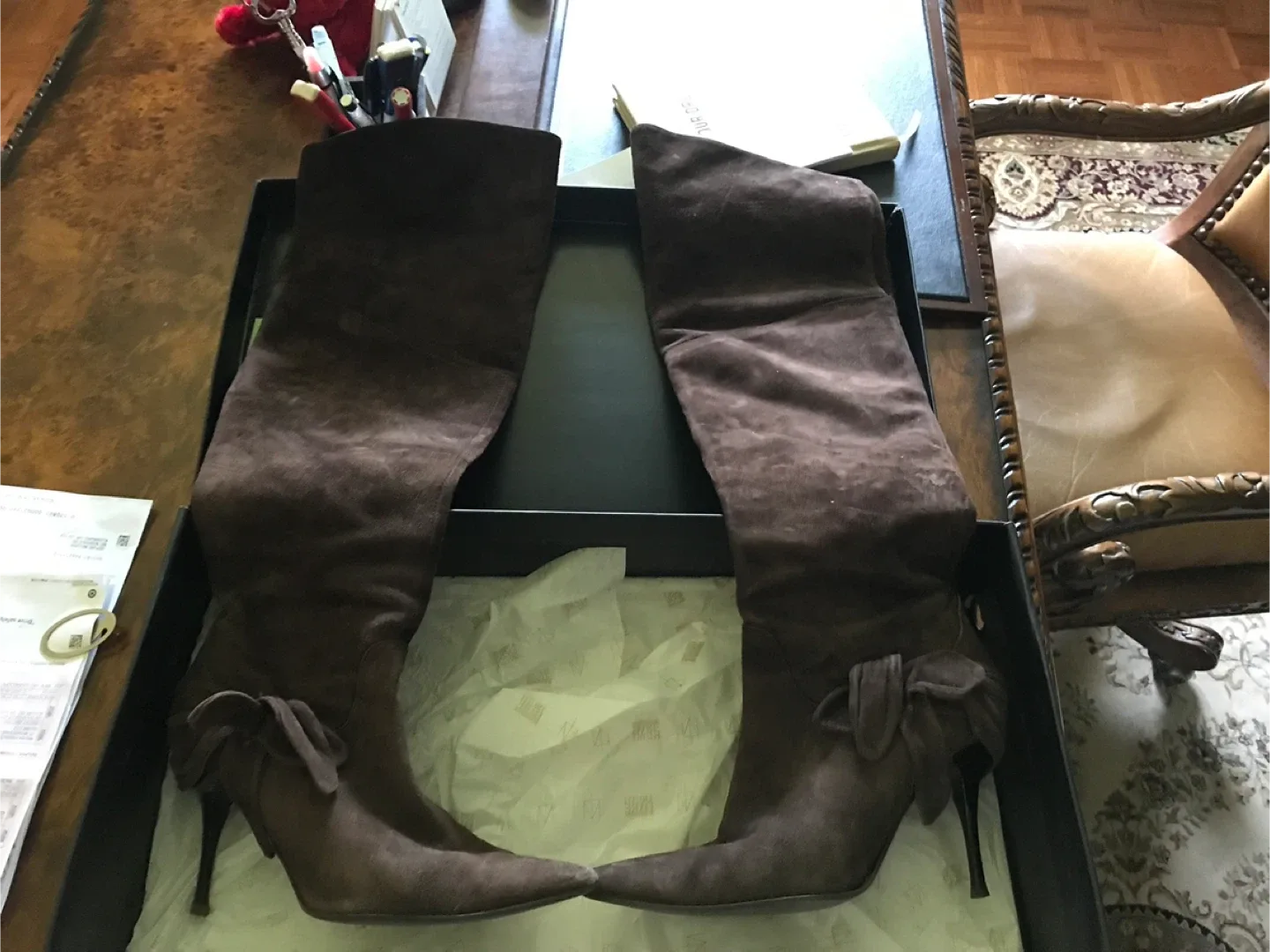 Brown Suede Over-the-Knee Boots image indicator(2)