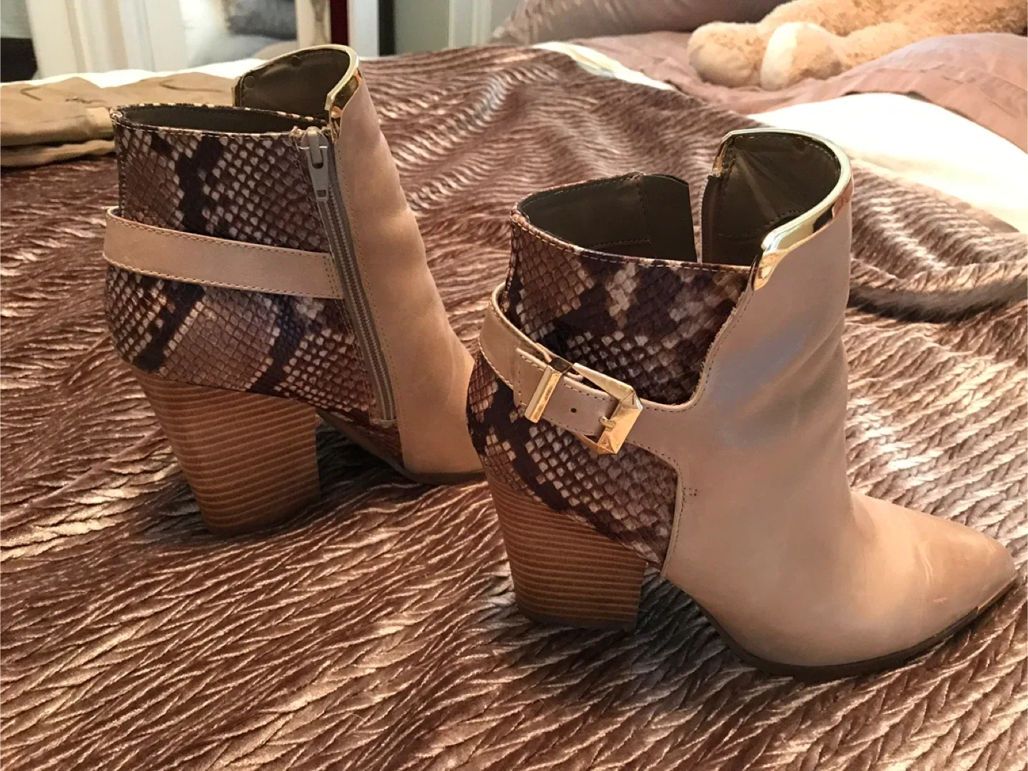 Beige & Snakeskin Ankle Boots image indicator(3)