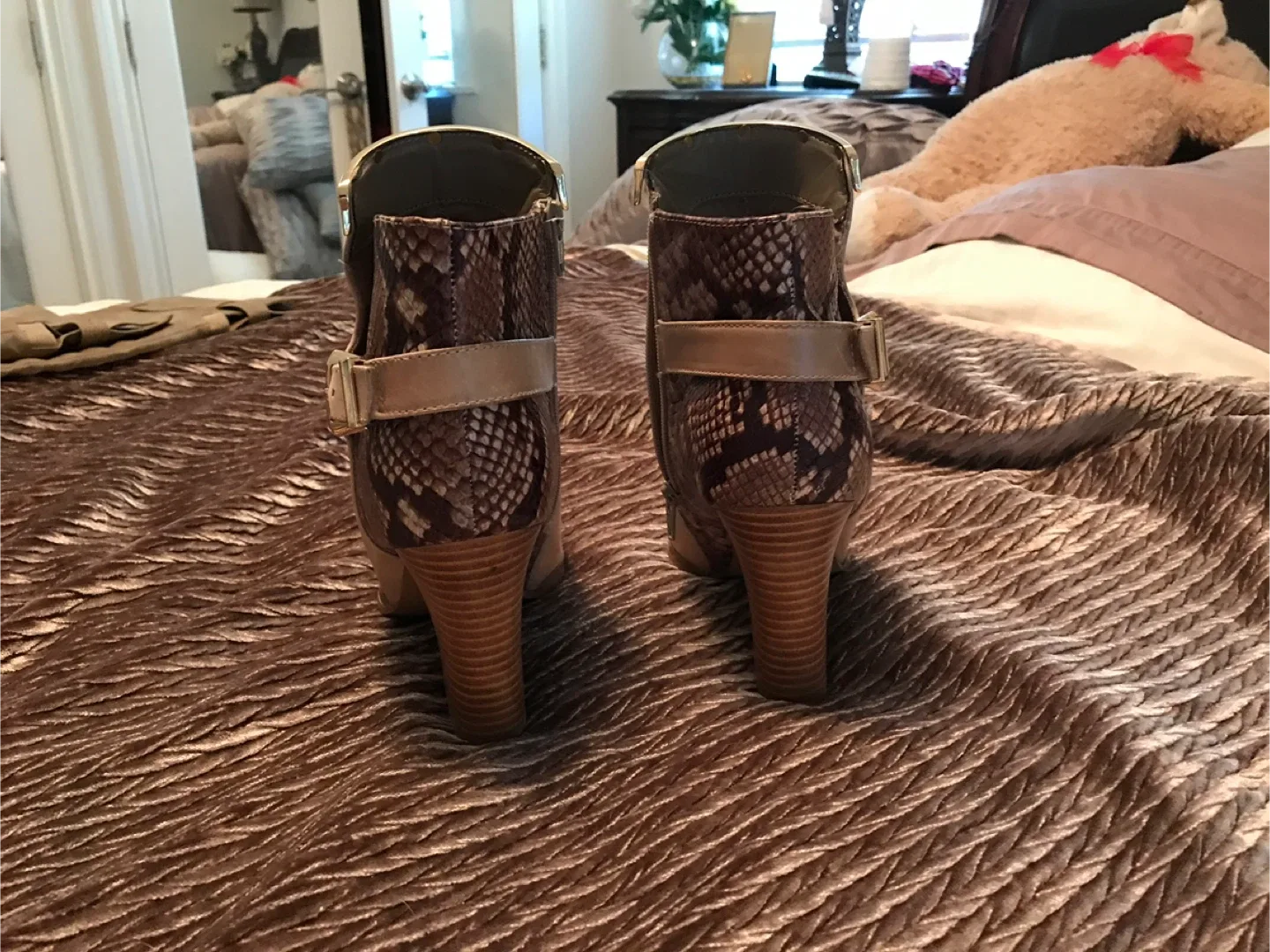 Beige & Snakeskin Ankle Boots image indicator(2)