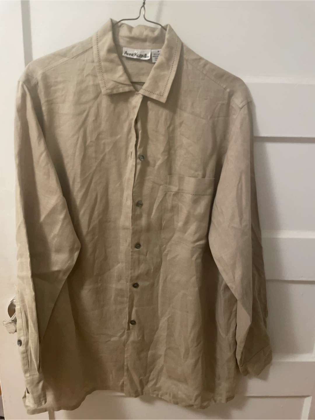 Brand new Anne Klein Beige Linen Button-Down Shirt - Size 6