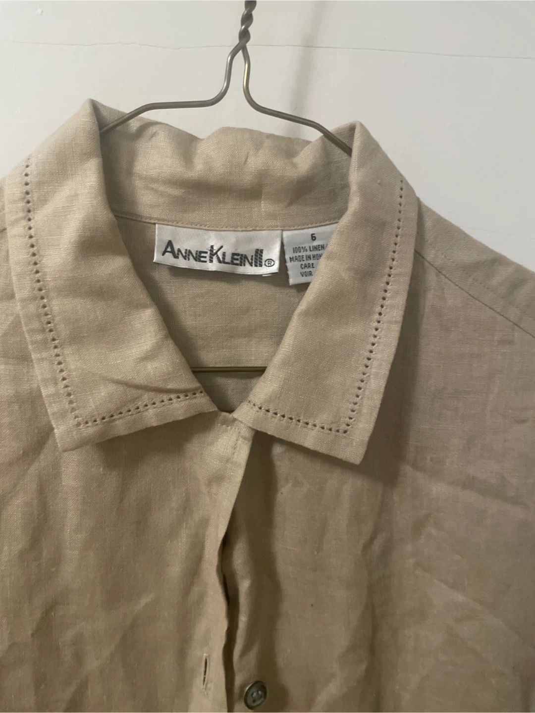 Brand new Anne Klein Beige Linen Button-Down Shirt - Size 6 - photo 2