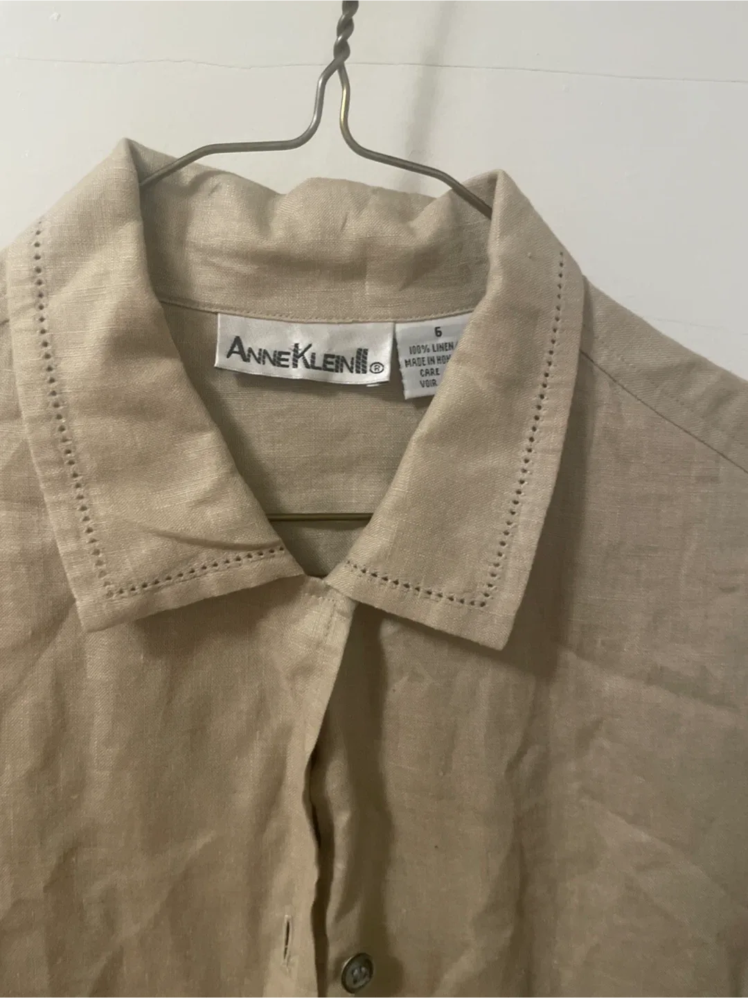 Brand new Anne Klein Beige Linen Button-Down Shirt - Size 6 image indicator(2)