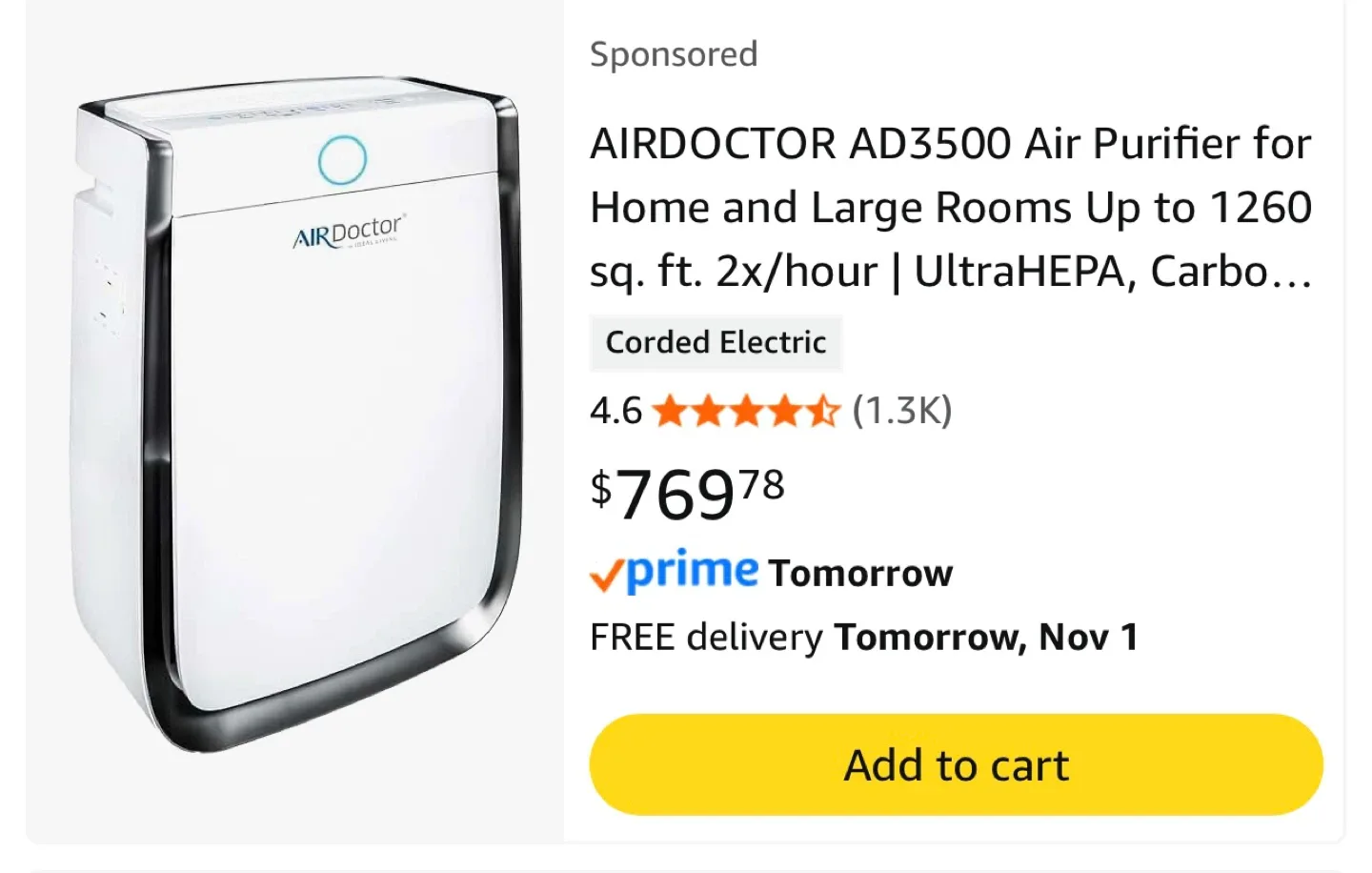 AirDoctor AD3500 Air Purifier - Like New! image indicator(2)