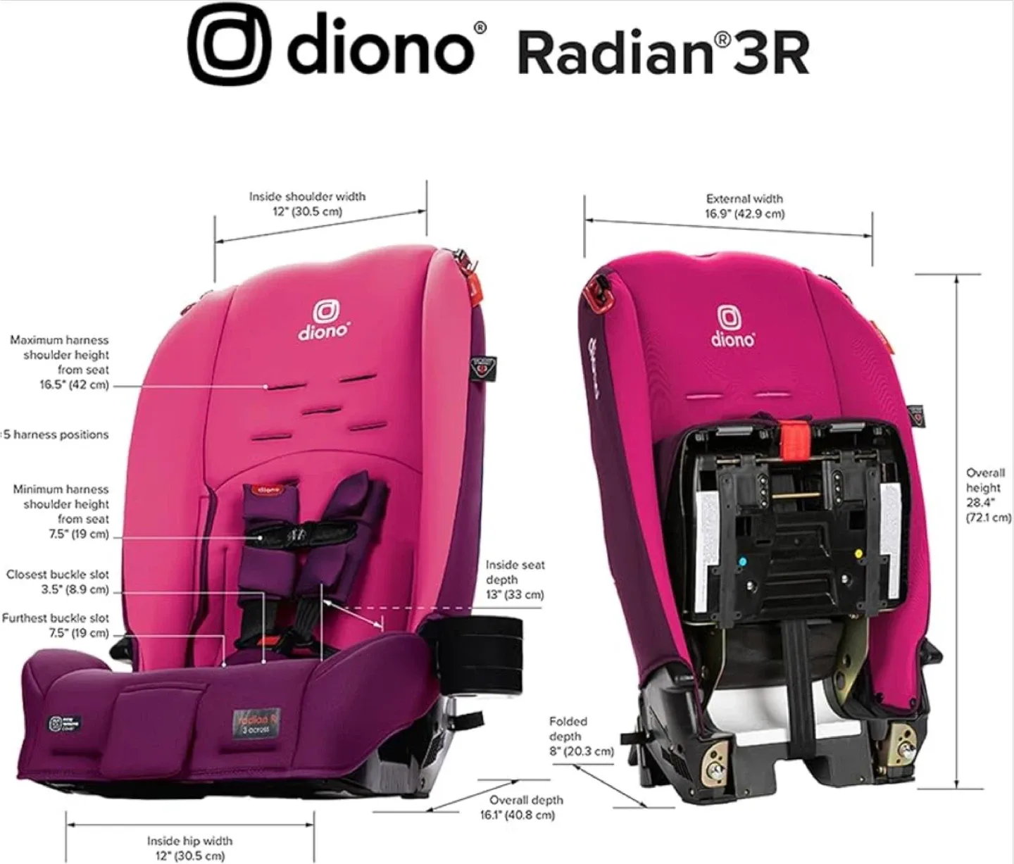 Diono Radian 3R Car Seat - Pink Blossom image indicator(3)