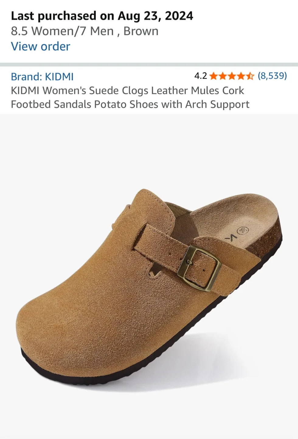 KIDMI Women's Suede Clogs - Size 8.5, Brown image indicator(2)
