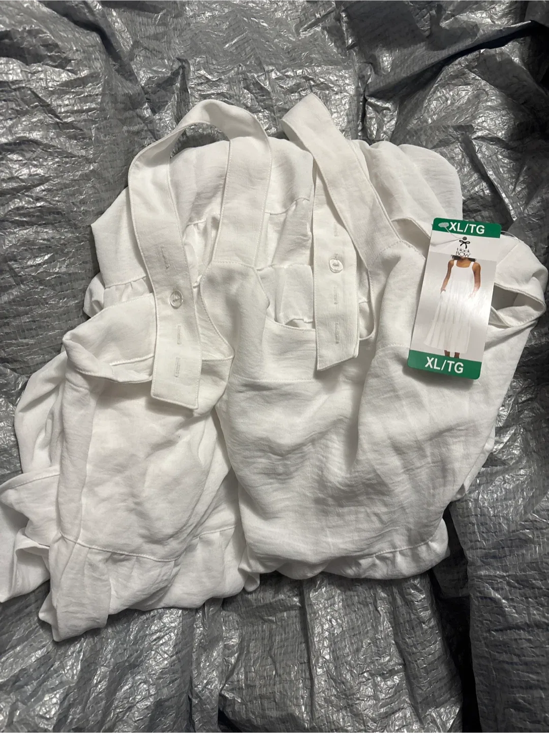 Ladies Black Bow White Dress - Size XL thumbnail