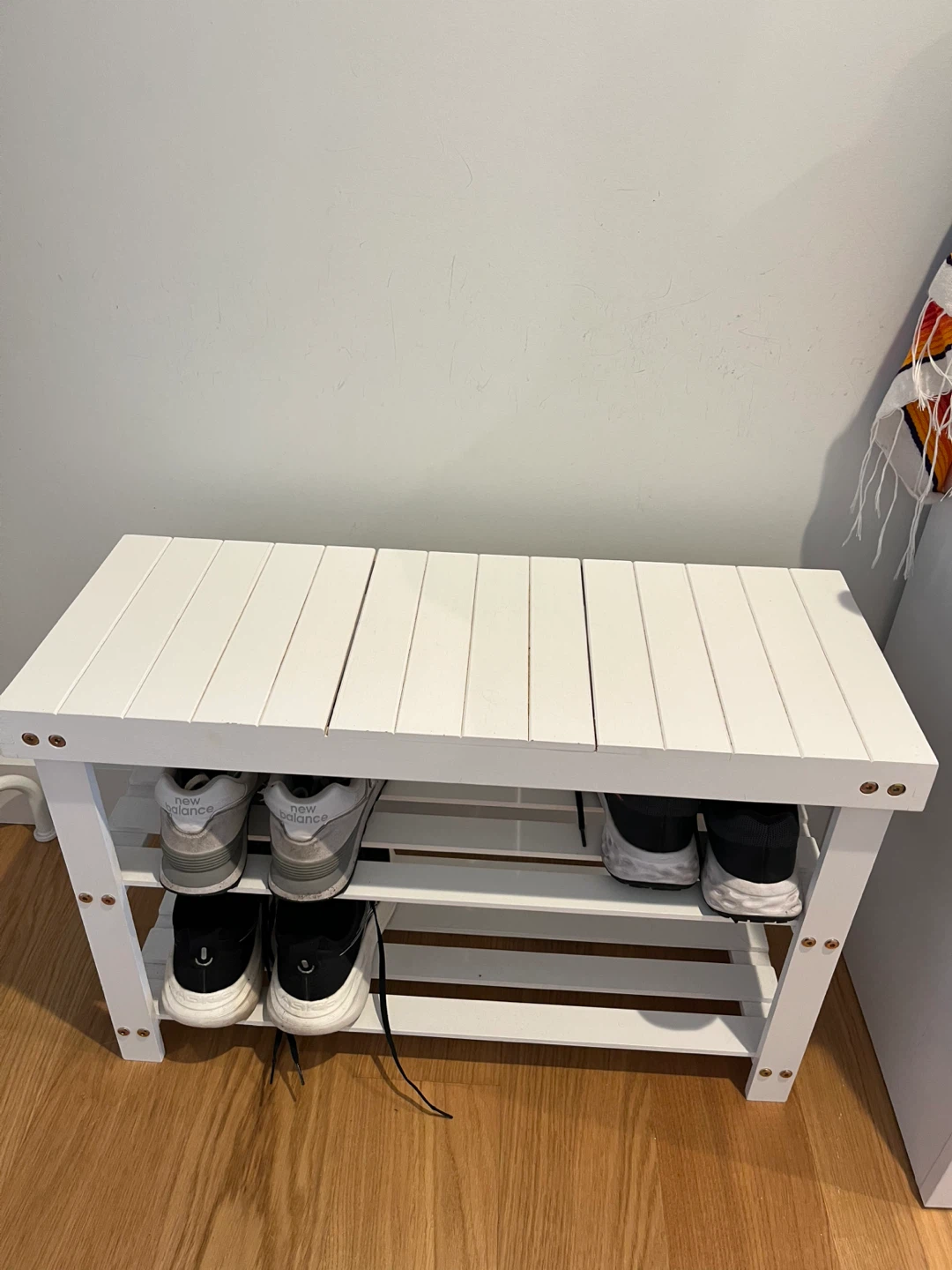 White Wooden Shoe Rack Bench