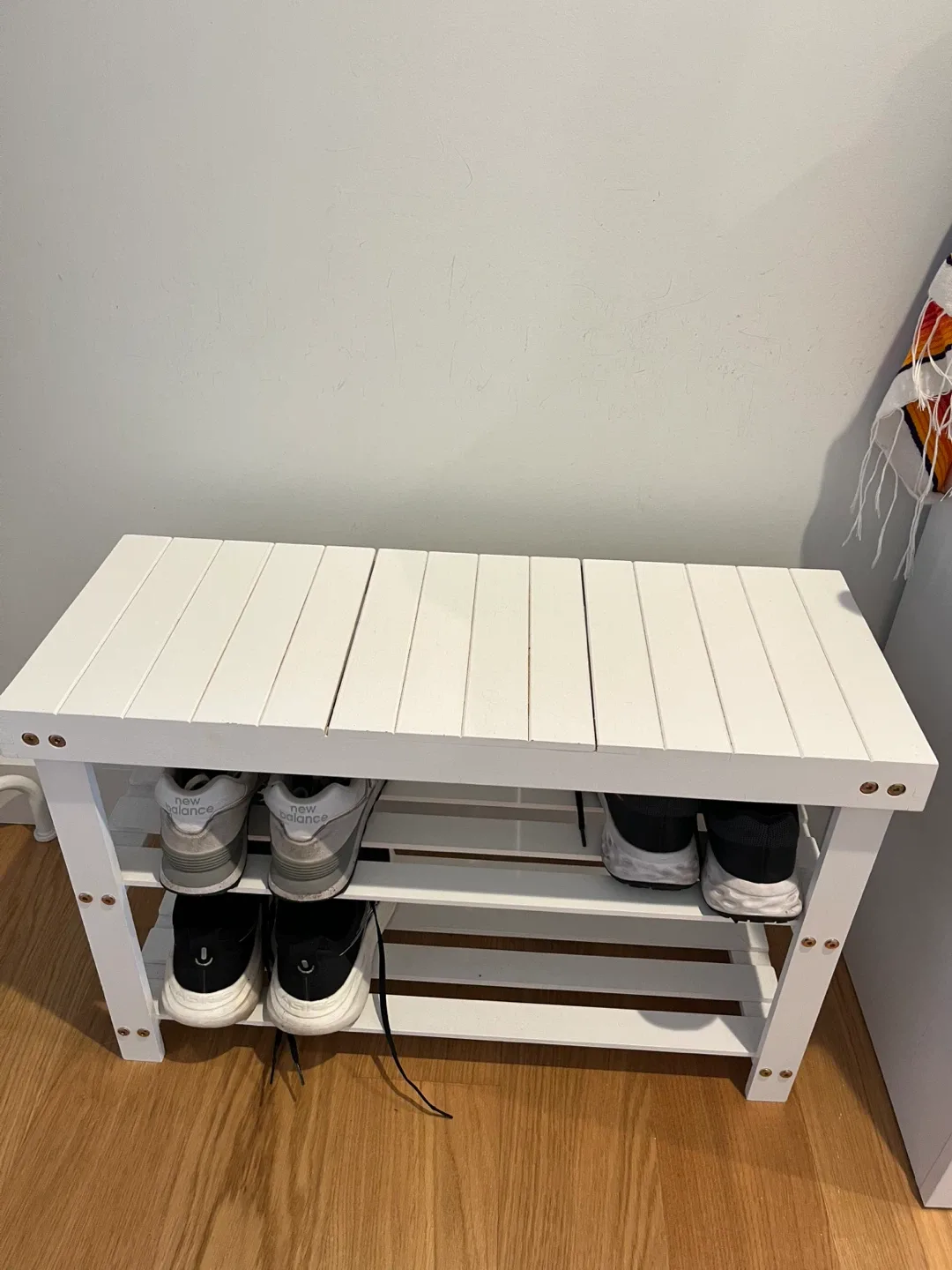 White Wooden Shoe Rack Bench thumbnail