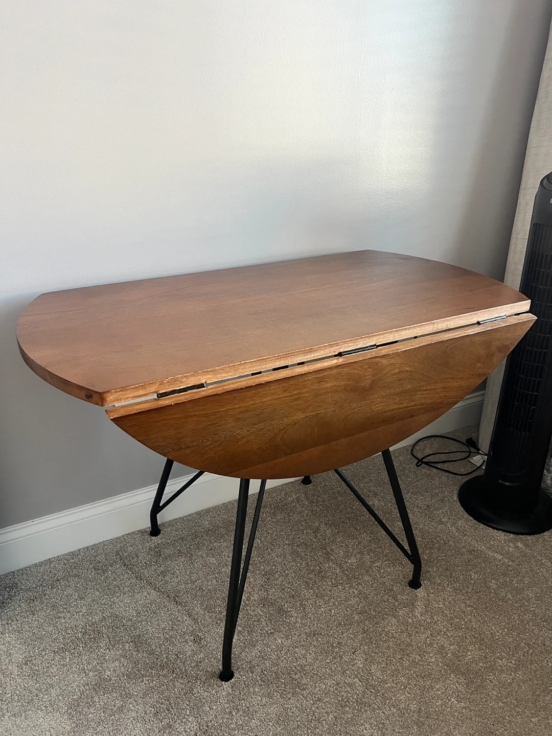 West Elm Drop Leaf Table - Wood & Black Metal