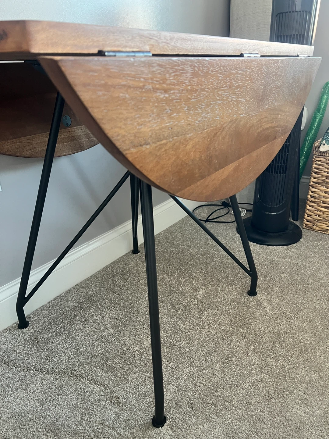 West Elm Drop Leaf Table - Wood & Black Metal - photo 3