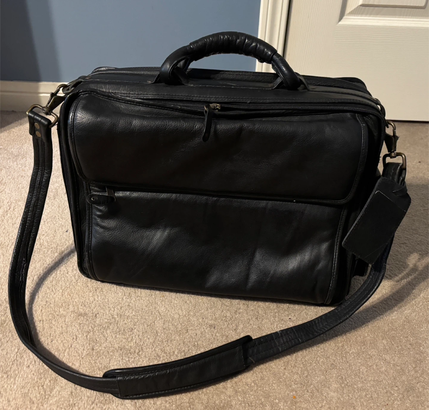 Genuine Leather Black Briefcase/Laptop Bag