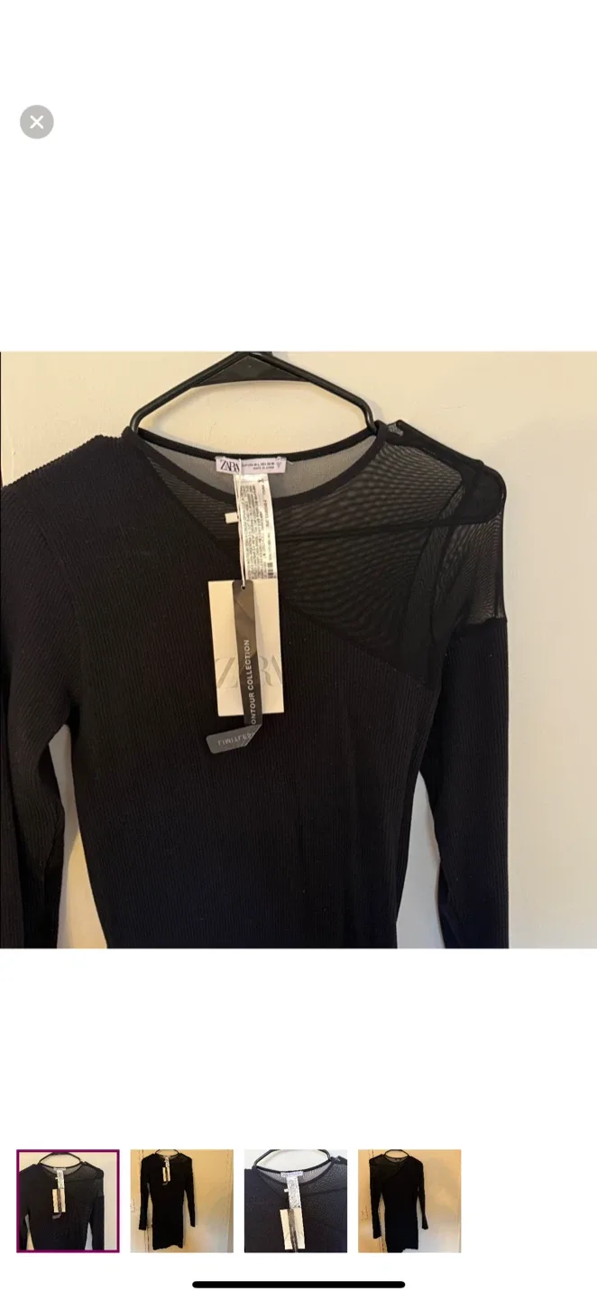 Zara Black Ribbed Mini Dress - Size S image indicator(3)