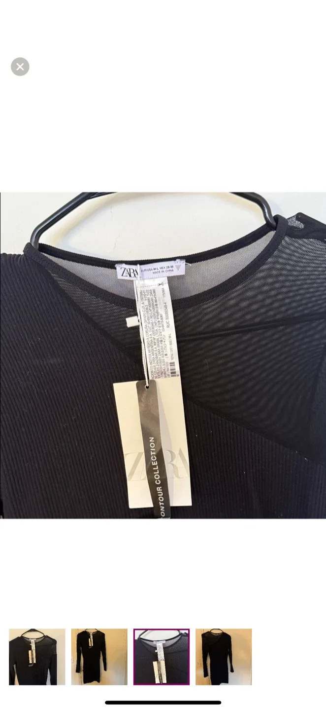 Zara Black Ribbed Mini Dress - Size S image indicator(2)