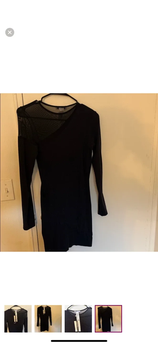 Zara Black Ribbed Mini Dress - Size S image indicator(4)