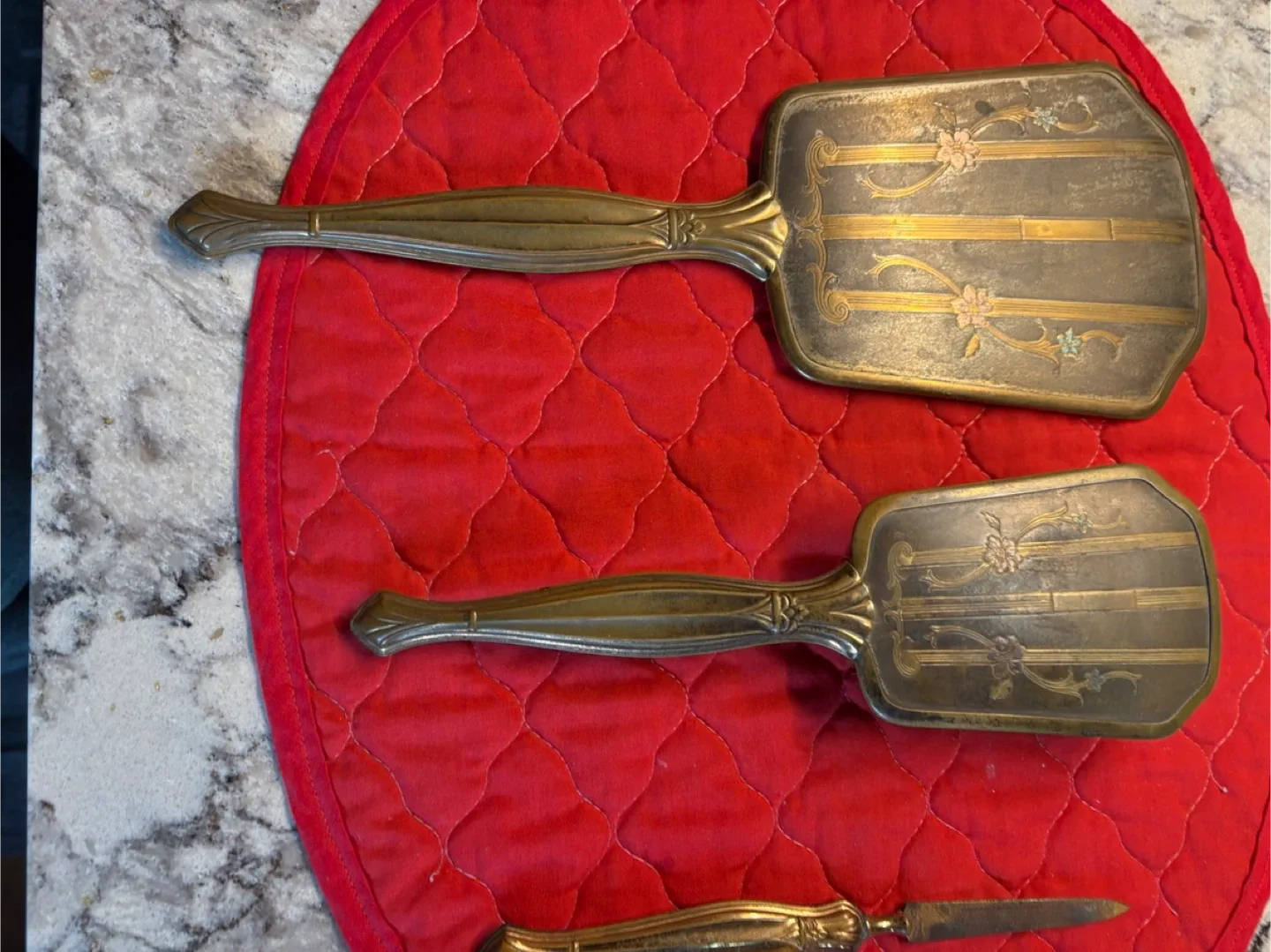 Vintage Vanity Set - Mirror, Brush, Knife image indicator(4)