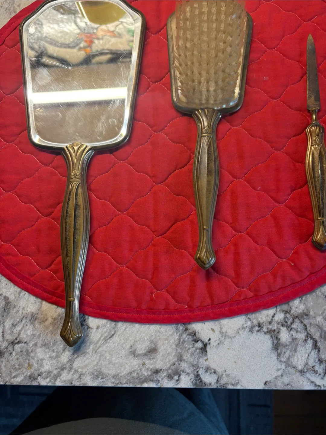 Vintage Vanity Set - Mirror, Brush, Knife image indicator(2)