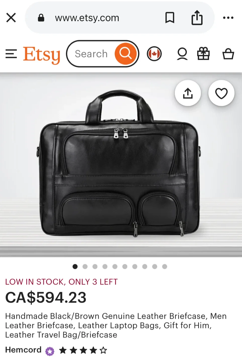 Genuine Leather Black Briefcase/Laptop Bag image indicator(10)