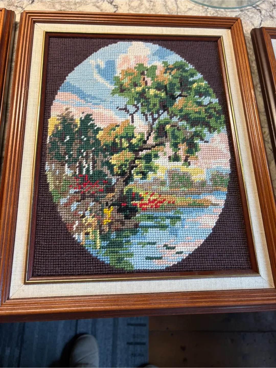 Vintage Needlepoint Framed Art - Set of 4 image indicator(3)